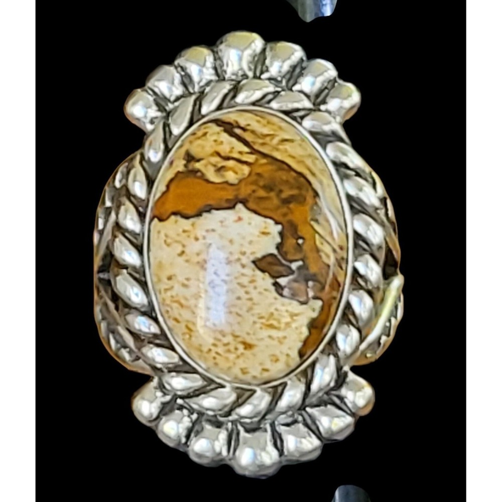 Carolyn Pollack Sterling Silver Oval Picture Jasper Southwestern Ring Size 5.75